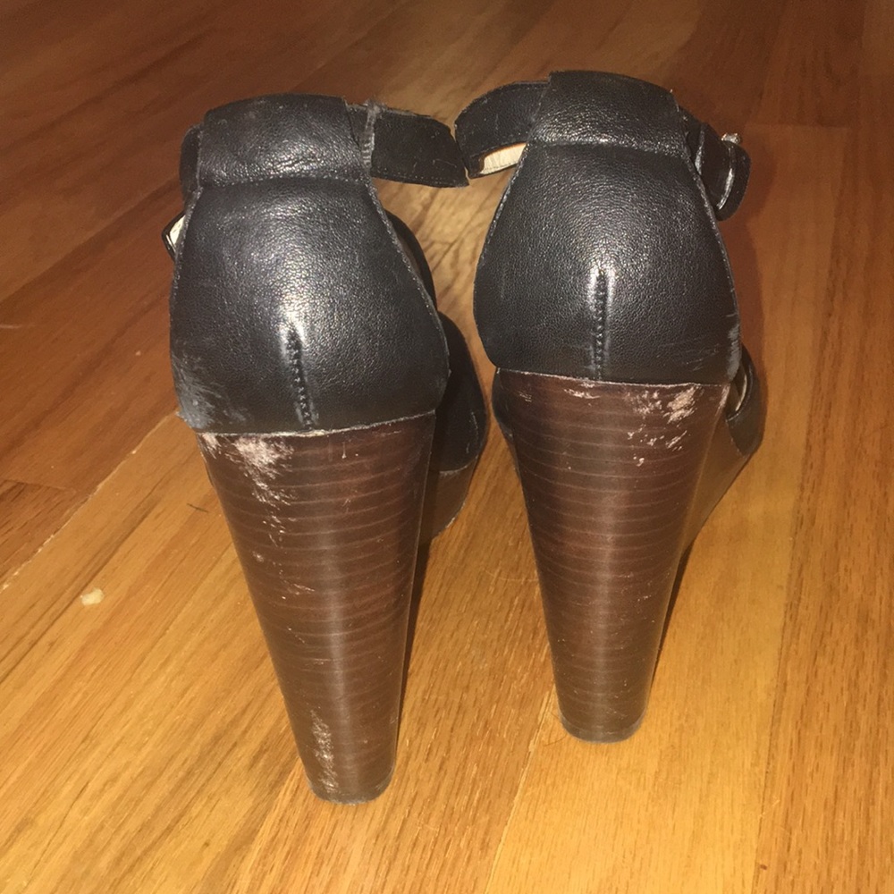 Coach Juday Black Open-Toe Wedges - Picture 4 of 6